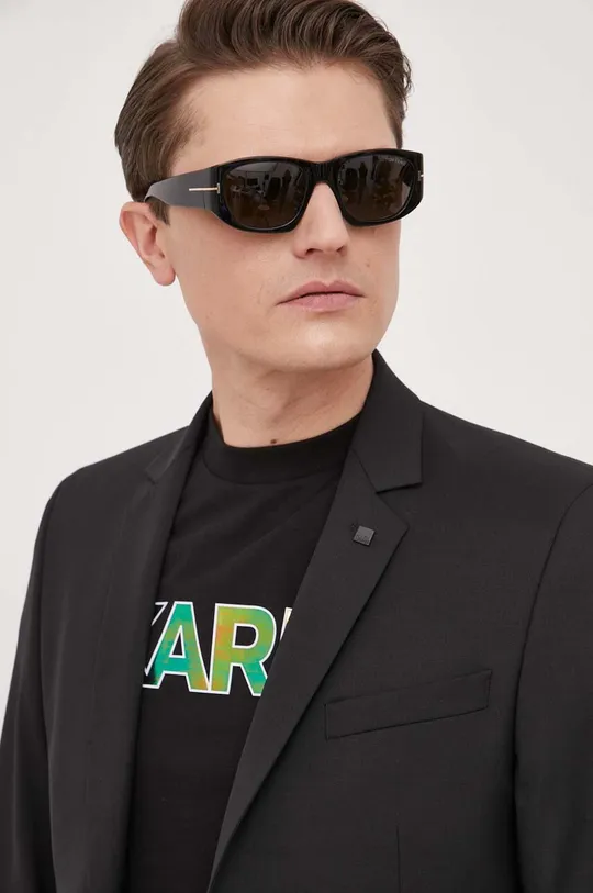černá Vlněná bunda Karl Lagerfeld