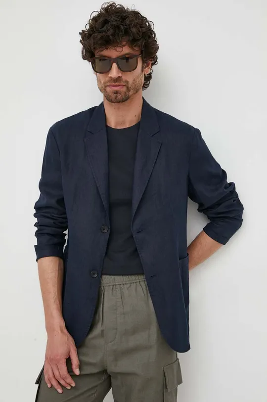 blu navy Sisley giacca in lino Uomo
