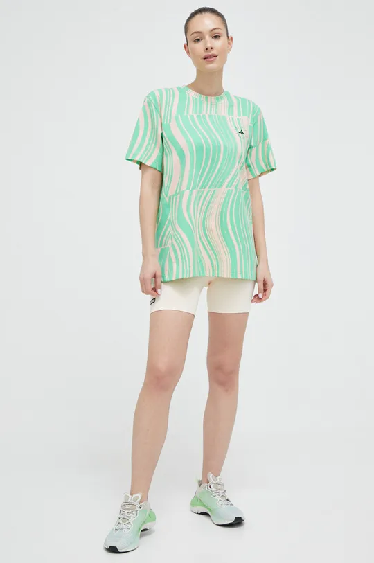 Βαμβακερό μπλουζάκι adidas by Stella McCartney πράσινο