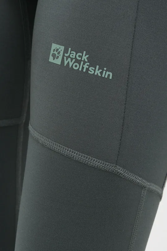 zielony Jack Wolfskin legginsy sportowe Berntal Tights