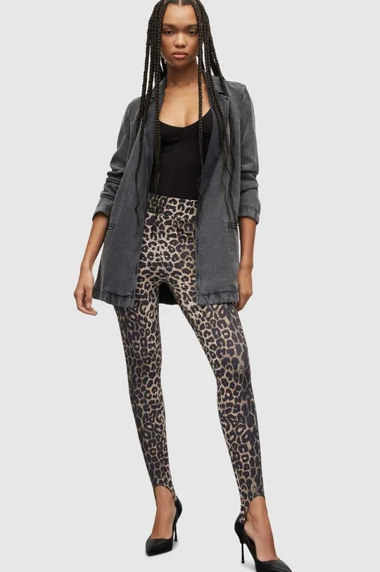 brązowy AllSaints legginsy LEPPO STIRUP LEGGING Damski