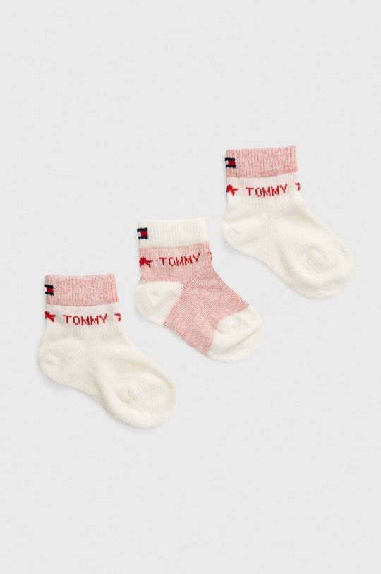pastelowy różowy Tommy Hilfiger skarpetki niemowlęce 3-pack Dziecięcy