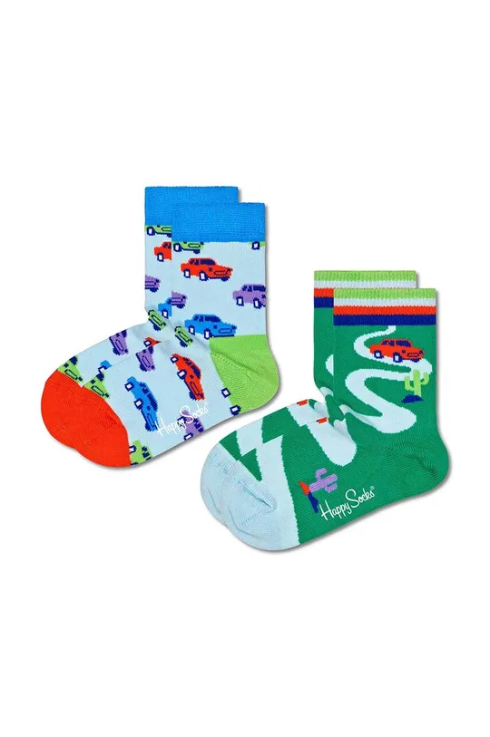 niebieski Happy Socks skarpetki dziecięce Kids Car 2-pack Dziecięcy