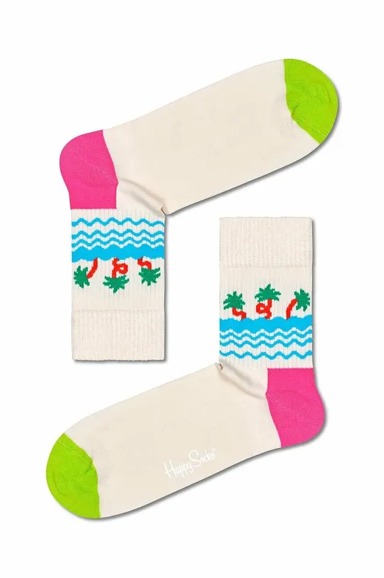 λευκό Κάλτσες Happy Socks Palm Beach 1/2 Crew Unisex