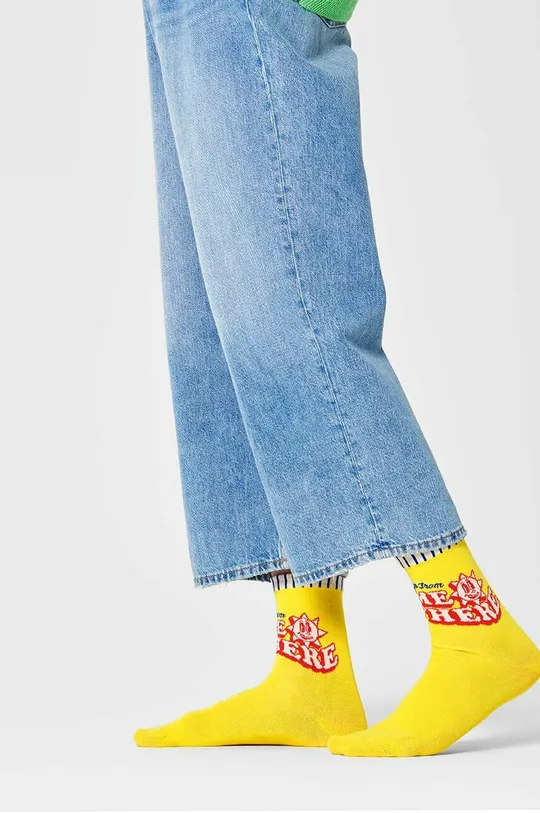Κάλτσες Happy Socks Yellow Greetings  86% Βαμβάκι, 12% Πολυαμίδη, 2% Σπαντέξ
