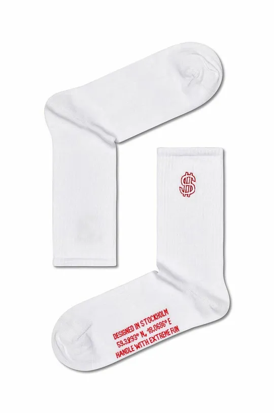 λευκό Κάλτσες Happy Socks White Dollar Sign Unisex