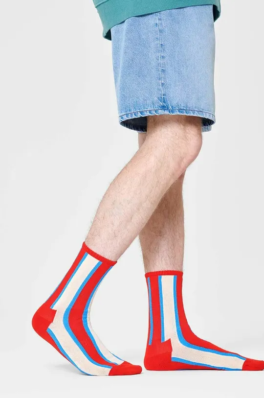 Κάλτσες Happy Socks Red Vertical Stripe  86% Βαμβάκι, 12% Πολυαμίδη, 2% Σπαντέξ