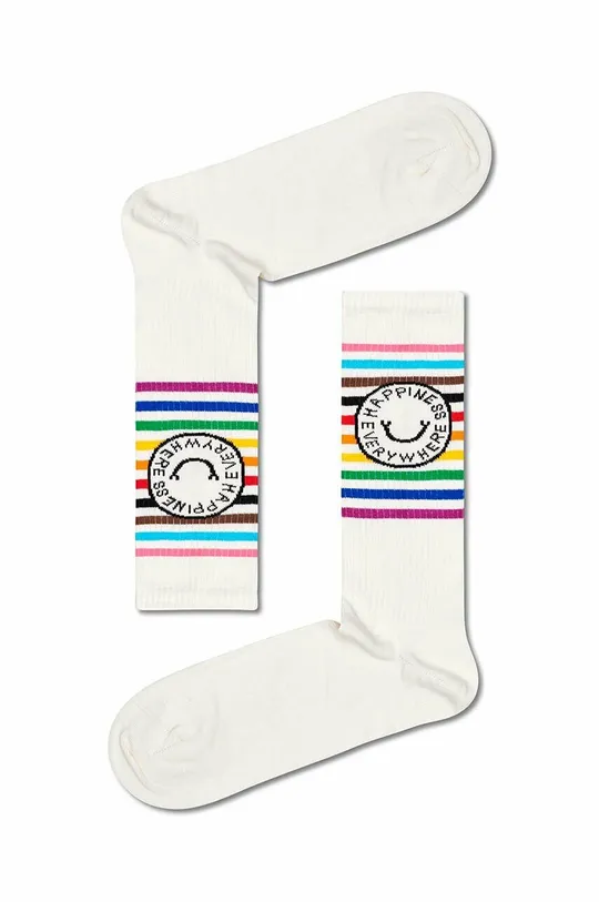 Κάλτσες Happy Socks White 3 3-pack  86% Βαμβάκι, 12% Πολυαμίδη, 2% Σπαντέξ