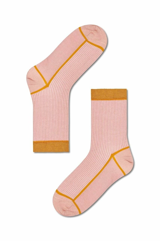 roza Nogavice Happy Socks Light Pink Liv Crew Unisex