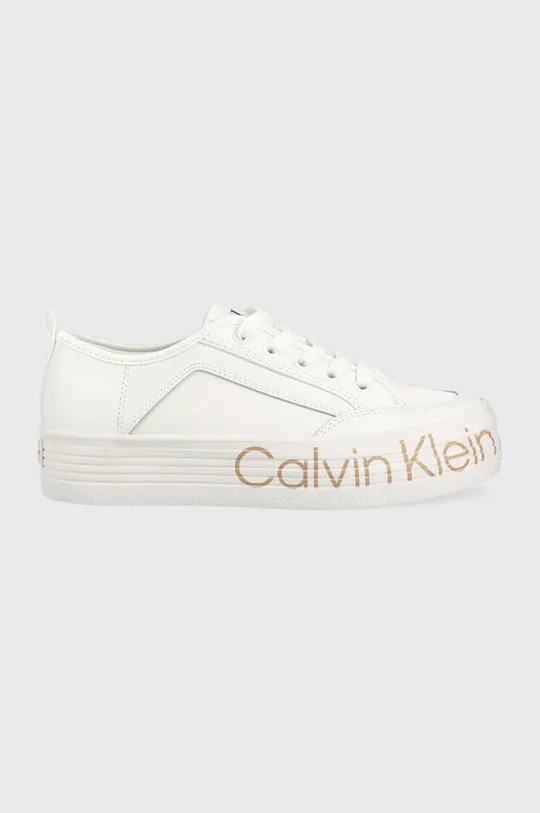λευκό Δερμάτινα αθλητικά παπούτσια Calvin Klein Jeans Yw0yw01025 Vulc Flatf Low Wrap Around Logo Γυναικεία