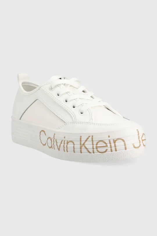 Δερμάτινα αθλητικά παπούτσια Calvin Klein Jeans Yw0yw01025 Vulc Flatf Low Wrap Around Logo λευκό