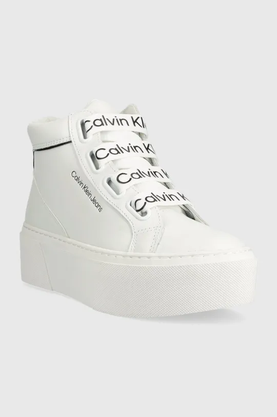 Calvin Klein Jeans bőr sportcipő fehér