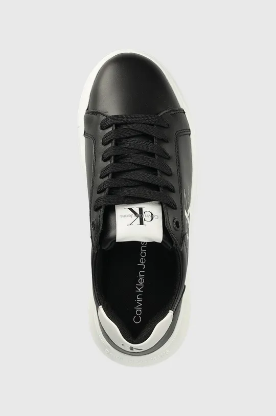 μαύρο Δερμάτινα αθλητικά παπούτσια Calvin Klein Jeans YW0YW00823 CHUNKY CUPSOLE MONOLOGO W CHUNKY CUPSOLE MONO LTH WN
