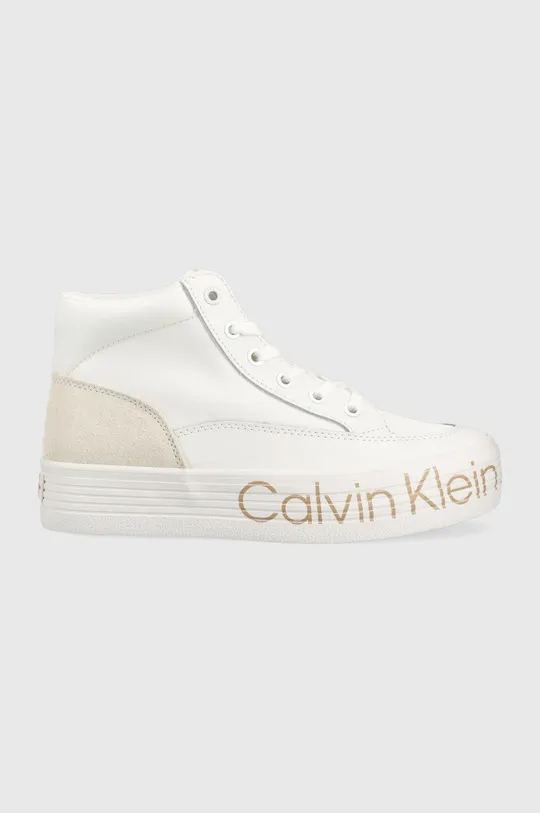biela Tenisky Calvin Klein Jeans Yw0yw00865 Vulc Flatf Mid Wrap Around Logo Dámsky