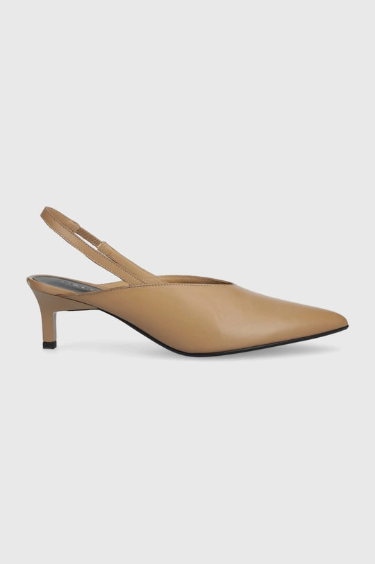 μπεζ Δερμάτινες γόβες Calvin Klein HW0HW01345 GEO STIL SLINGBACK PUMP 50 Γυναικεία