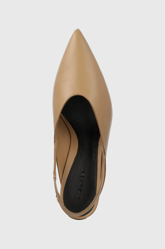 бежевий Шкіряні туфлі Calvin Klein HW0HW01345 GEO STIL SLINGBACK PUMP 50