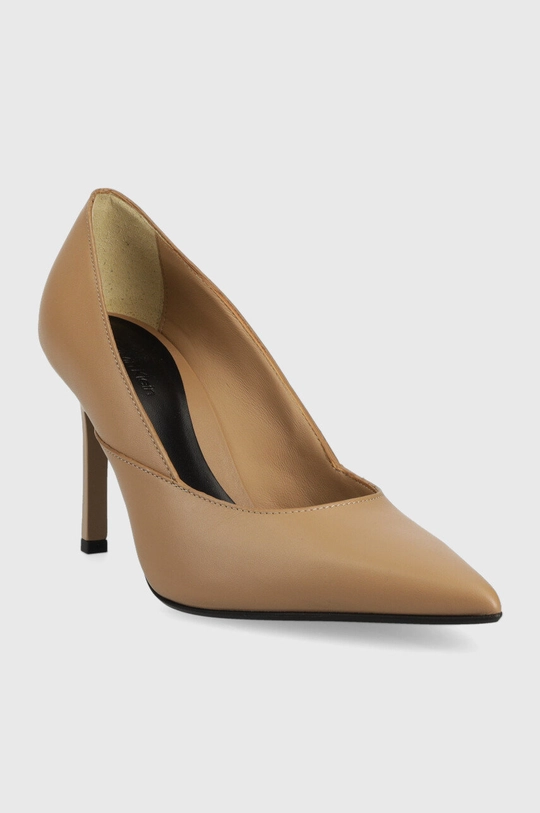 Δερμάτινες γόβες Calvin Klein HW0HW01346 GEO STILETTO PUMP 90 μπεζ