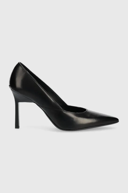 fekete Calvin Klein bőr tűsarkú HW0HW01346 GEO STILETTO PUMP 90 Női