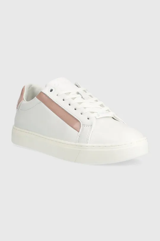 Calvin Klein sneakers in pelle HW0HW01353 LOGO CUPSOLE LACE UP bianco