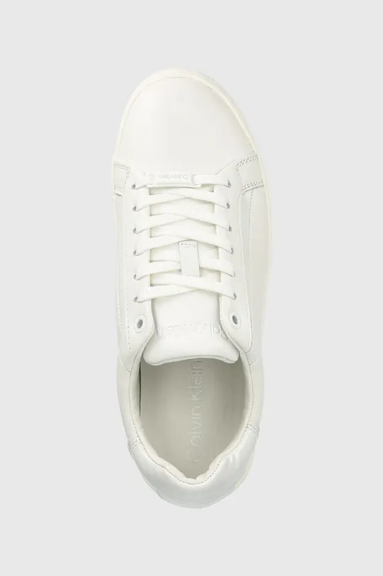 biały Calvin Klein sneakersy skórzane HW0HW01353 LOGO CUPSOLE LACE UP