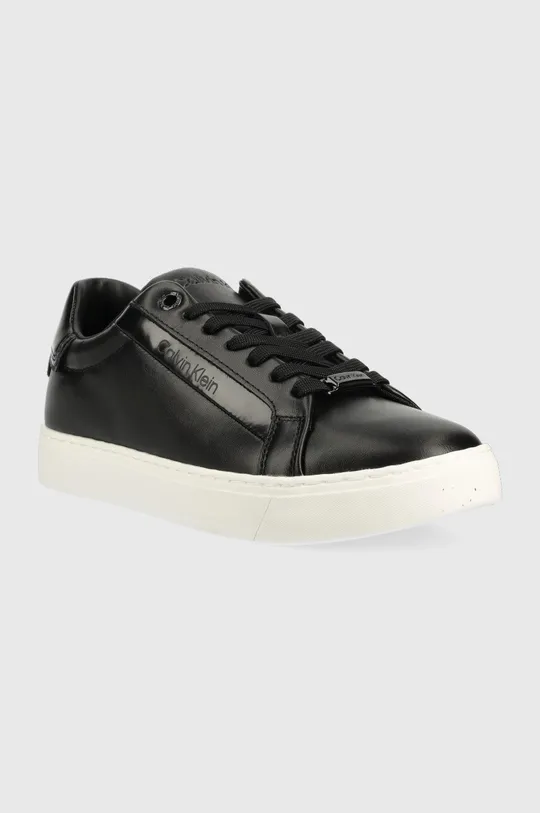 Δερμάτινα αθλητικά παπούτσια Calvin Klein HW0HW01353 LOGO CUPSOLE LACE UP μαύρο
