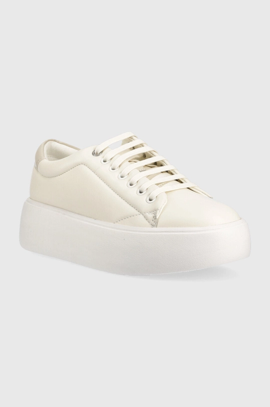 Calvin Klein sneakersy skórzane HW0HW01356 BUBBLE CUPSOLE LACE UP beżowy