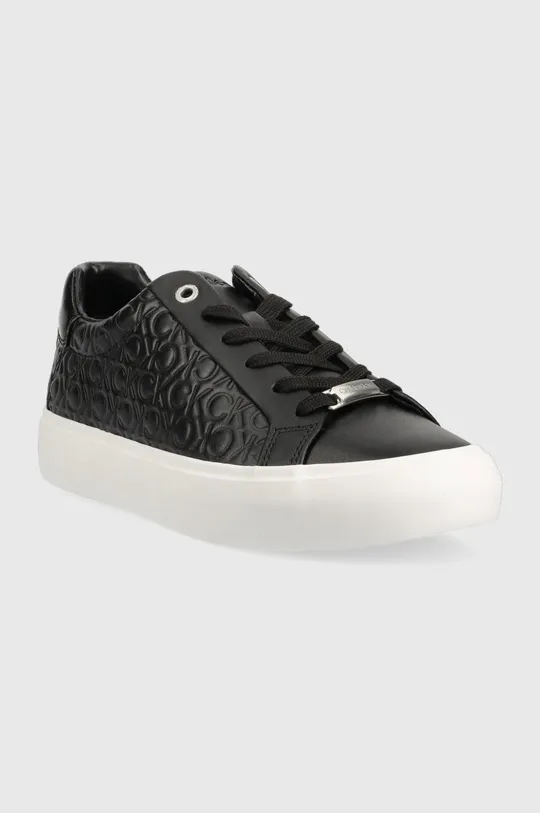Δερμάτινα αθλητικά παπούτσια Calvin Klein Hw0hw01373 Vulc Lace Up Mono Mix μαύρο
