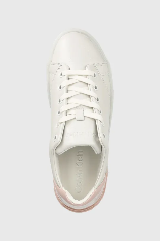 biały Calvin Klein sneakersy skórzane HW0HW01378 HEEL COUNTER CUPSOLE LACE UP
