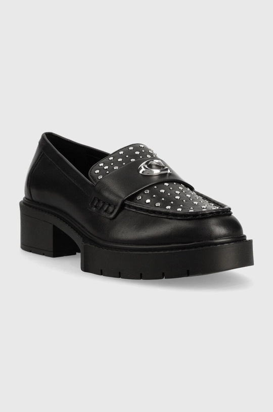 Usnjeni mokasini Coach Ce309 Leela Stud Leather črna