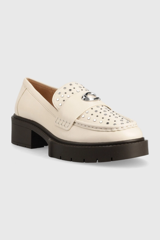 Usnjeni mokasini Coach Ce309 Leela Stud Leather bež