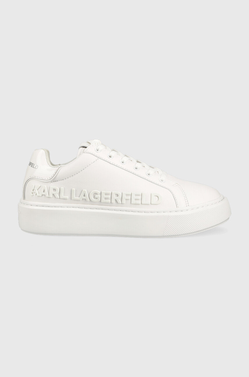 biały Karl Lagerfeld sneakersy skórzane KL62210 MAXI KUP Damski