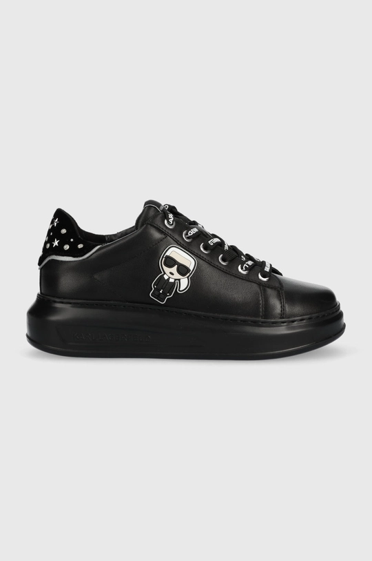 czarny Karl Lagerfeld sneakersy skórzane KL62547 KAPRI Damski