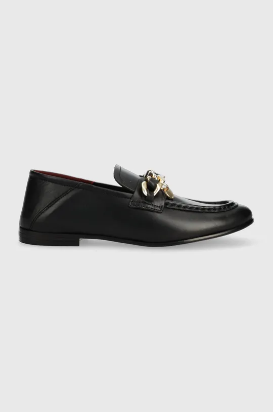 czarny Tommy Hilfiger mokasyny skórzane CHAIN LOAFER Damski