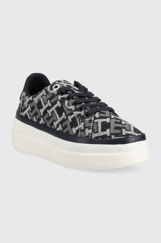 Δερμάτινα αθλητικά παπούτσια Tommy Hilfiger FW0FW06907 DENIM MONOGRAM SNEAKER γκρί