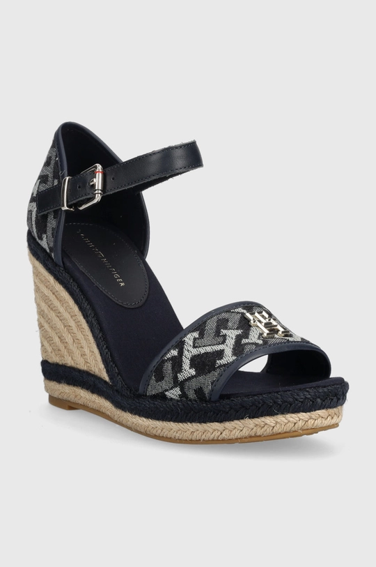 Tommy Hilfiger sandały FW0FW06935 TH MONOGRAM DENIM WEDGE granatowy