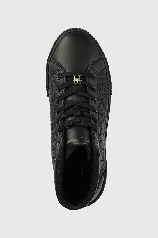 μαύρο Δερμάτινα αθλητικά παπούτσια Tommy Hilfiger Th Monogram Leather Sneaker High