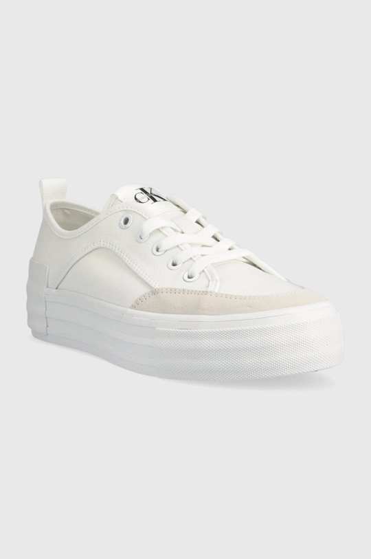 Πάνινα παπούτσια Calvin Klein Jeans VULC FLATFORM BOLD IRREG LINES λευκό