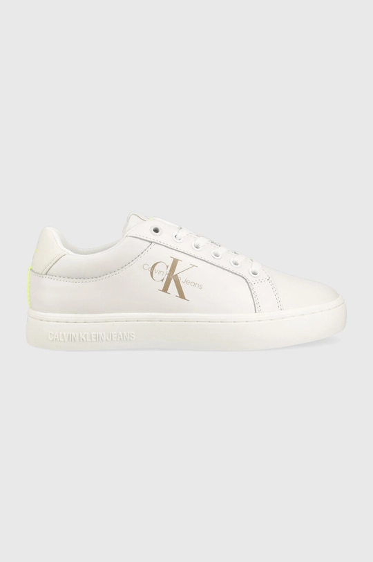 biały Calvin Klein Jeans sneakersy skórzane CLASSIC CUPSOLE FLUO CONTRAST WN Damski