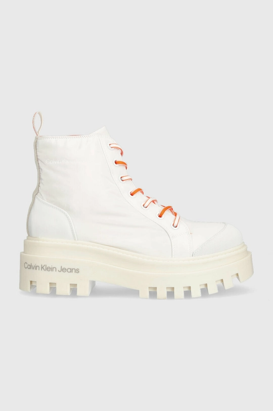 bijela Čizme Calvin Klein Jeans TOOTHY COMBAT BOOT SOFTNY Ženski