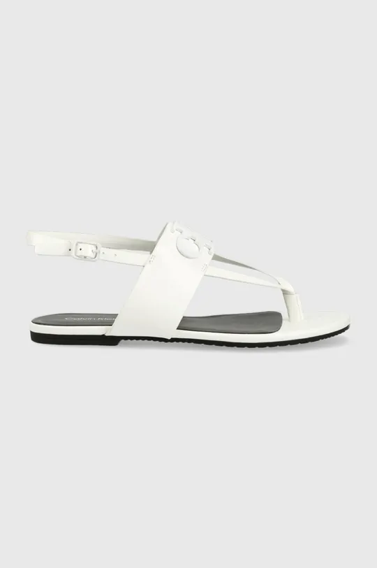 bela Usnjeni sandali Calvin Klein Jeans FLAT SANDAL HW Ženski