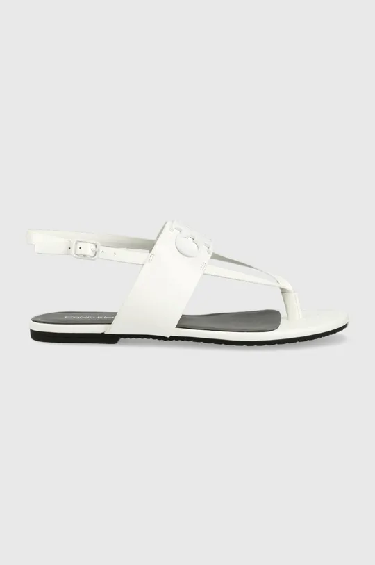 biały Calvin Klein Jeans sandały skórzane FLAT SANDAL HW Damski