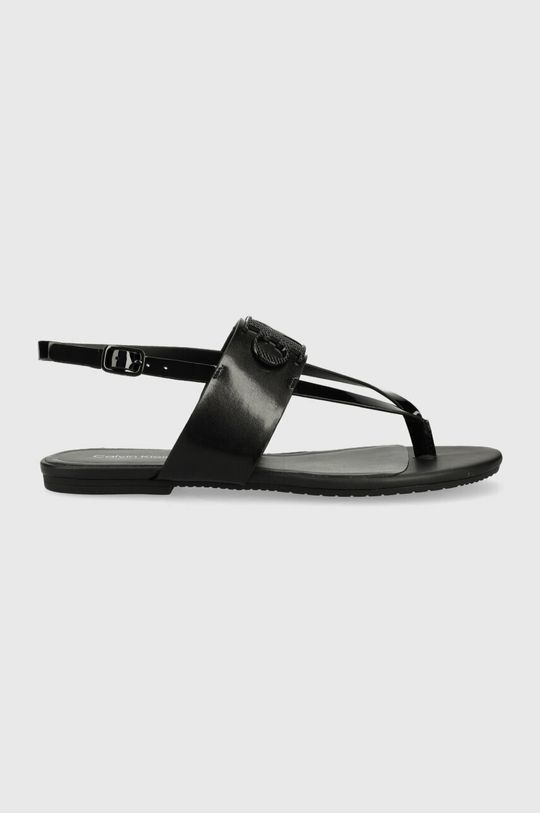 černá Kožené sandály Calvin Klein Jeans FLAT SANDAL HW Dámský