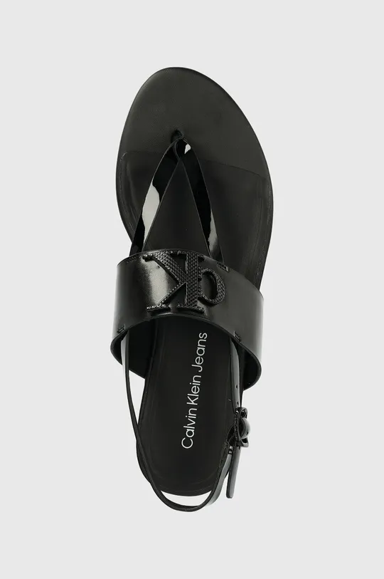 čierna Kožené sandále Calvin Klein Jeans FLAT SANDAL HW