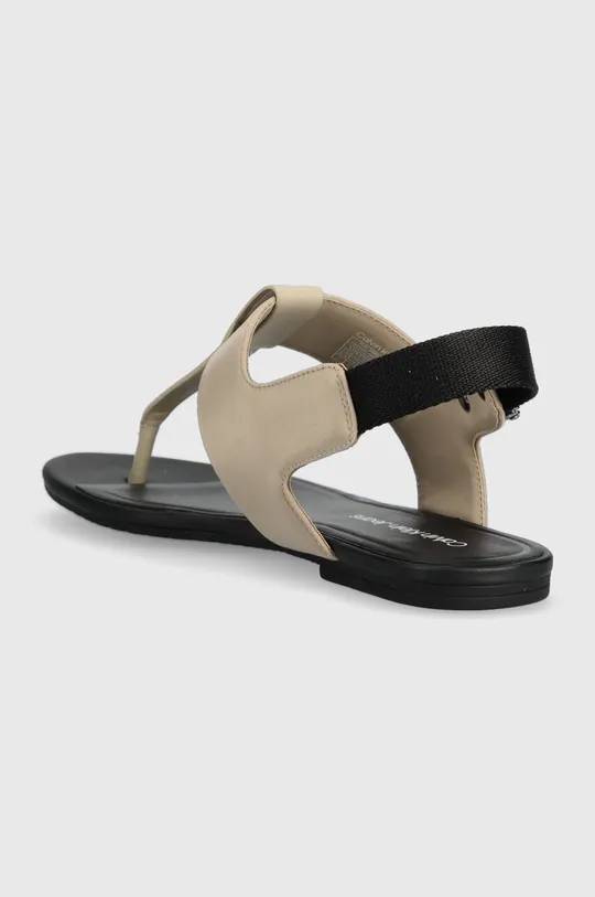 Sandale Calvin Klein Jeans FLAT TOEPOST SANDAL SATIN/HW  Vanjski dio: Tekstilni materijal, Prirodna koža Unutrašnji dio: Sintetički materijal, Prirodna koža Potplat: Sintetički materijal