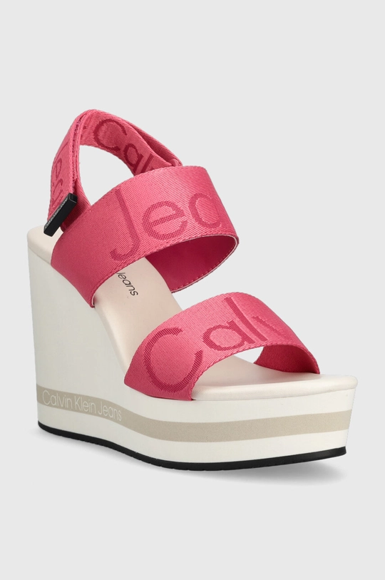 Calvin Klein Jeans sandały WEDGE SANDAL WEBBING różowy