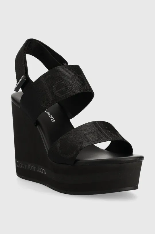 Sandále Calvin Klein Jeans WEDGE SANDAL WEBBING čierna