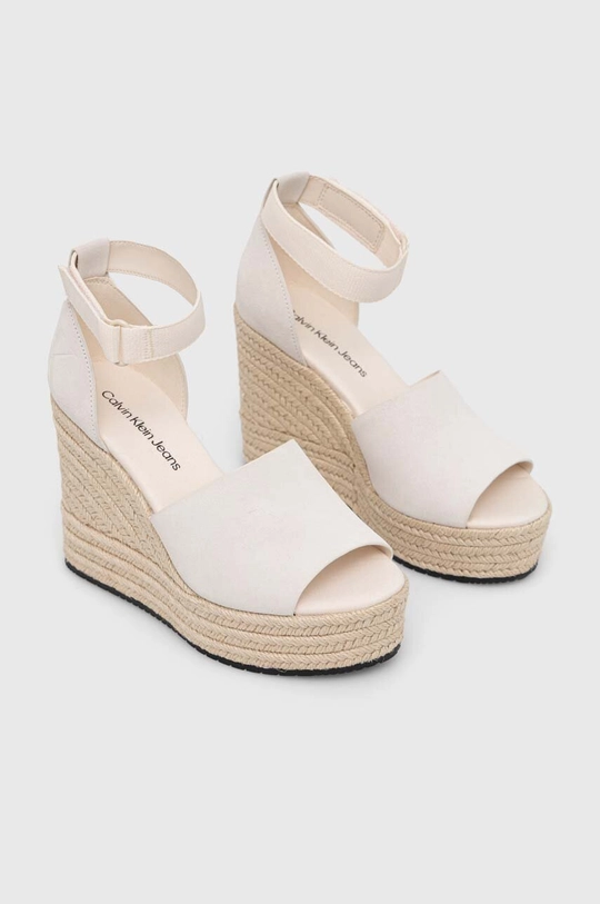 Calvin Klein Jeans sandały WEDGE SANDAL WIDE SU CON beżowy