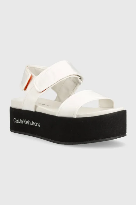 Σανδάλια Calvin Klein Jeans FLATFORM SANDAL SOFTNY λευκό