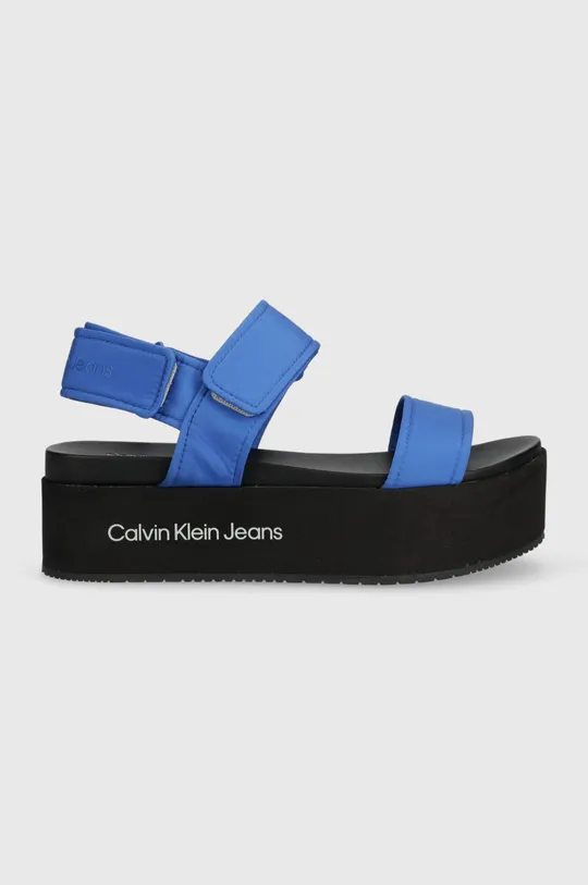 modrá Sandále Calvin Klein Jeans FLATFORM SANDAL SOFTNY Dámsky