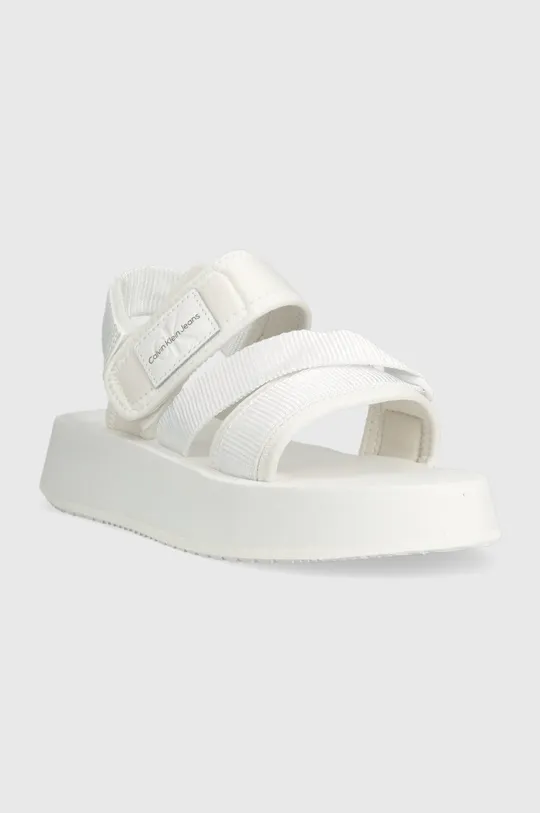Σανδάλια Calvin Klein Jeans PREFRESATO SANDAL BADGE λευκό